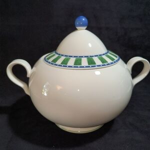 Villeroy & Boch Cream Tureen with Blue and Green Details